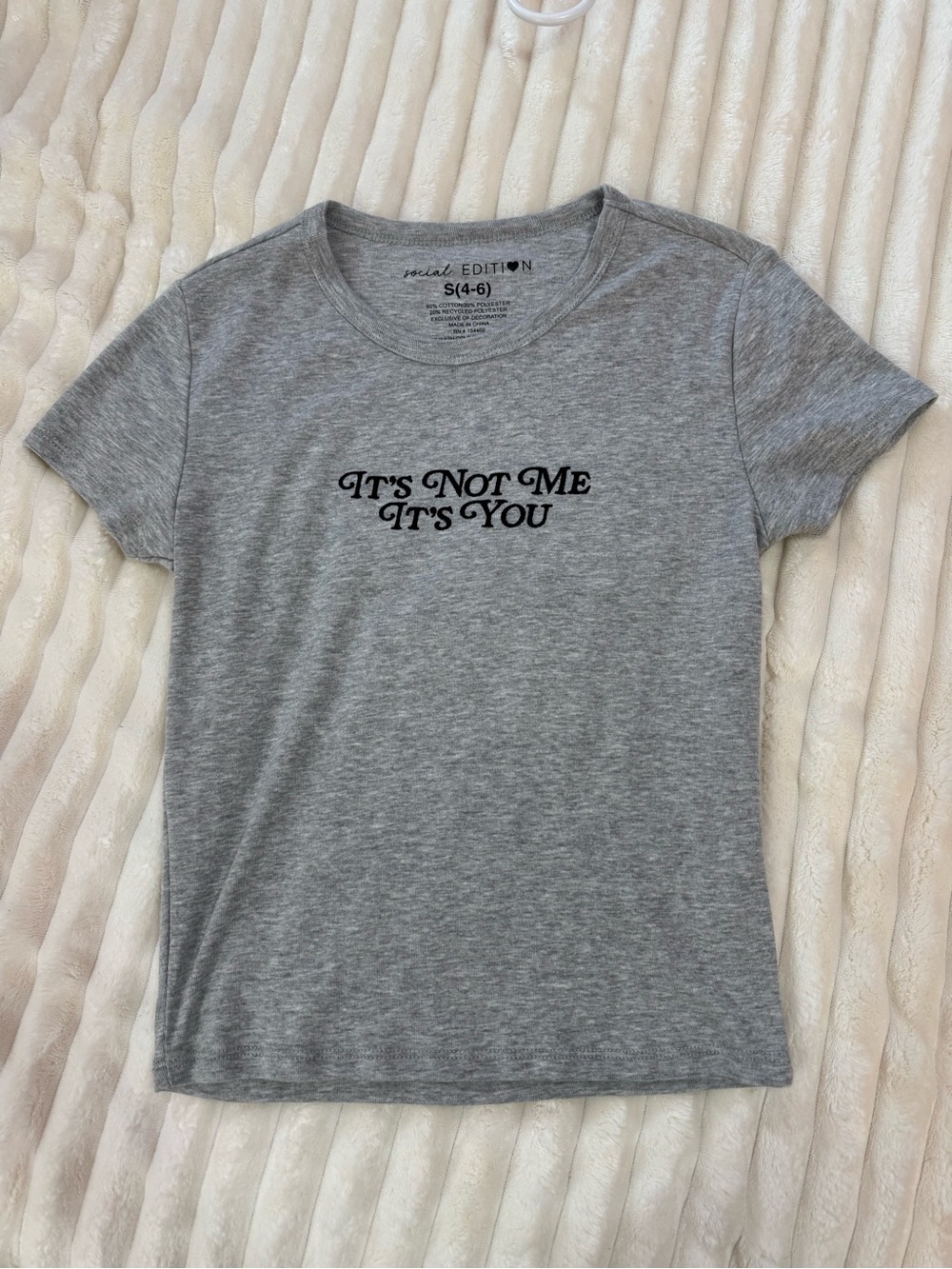 Gray Graphic Baby Tee "It's Not Me It's You"